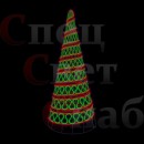 Светодиодная елка "Конус Волны Спираль" 4 м Зеленая с красной каймой