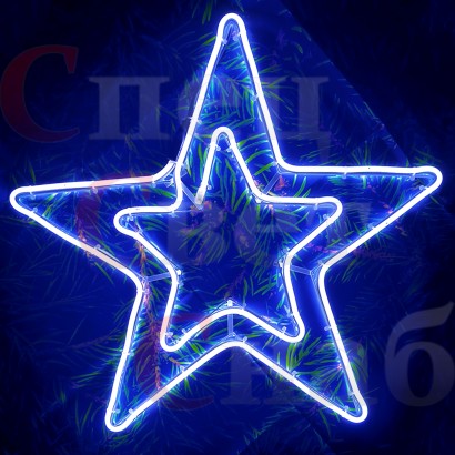 Звезда двухконтурная уличная панно синее